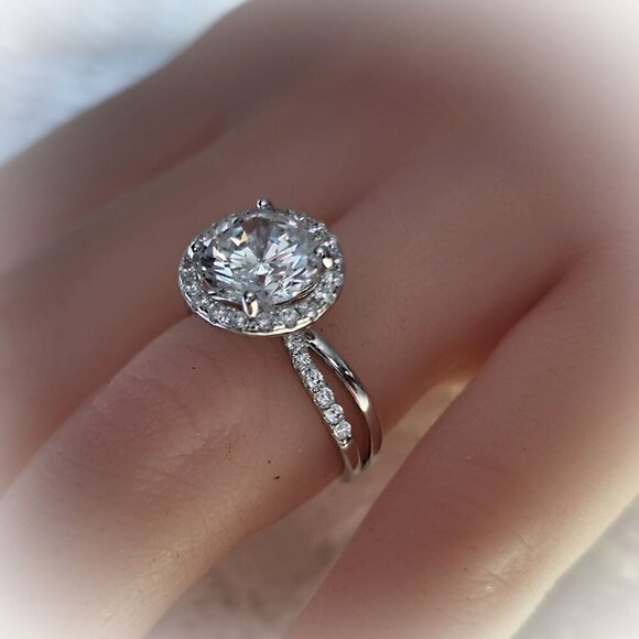 5 Ct. Diamond Simulant Rhondium Over Sterling Silver Ring, Engagement Ring - Picture 2 of 4